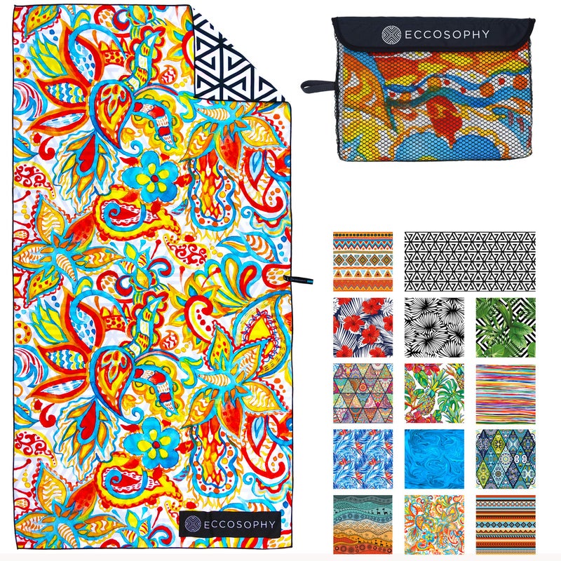 ECCOSOPHY Microfiber Beach Towel -Sand Free Towels are Quick Dry, Light Weight, Super Absorbent-Perfect Pool, Travel, Cruise, Camping Essentials - Oversized Extra Large for Adults (Ibiza) - Image 1